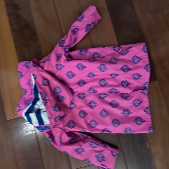 Hatley Kids Raincoat in Pink with Blue Accents - Picture 4 of 4